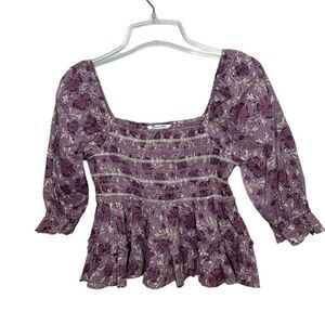American Eagle Ruched & Flare Peasant Top. Size Small. NWT.